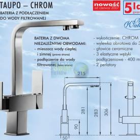 Bateria Taupo - chrom - obieg wody filtrowanej